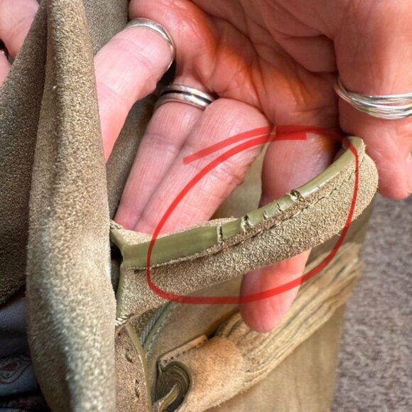 HOBO Sandy Nutmeg Brown Lure Suede Boho Hobo Shoulder Bag Tassel Snap Closure - Picture 16 of 16